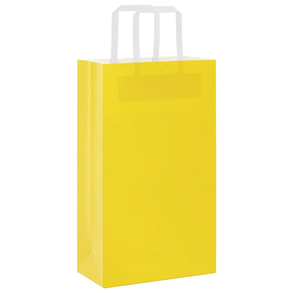 Sacchetti di Carta 250 pz con Manici Gialli 21x11x36 cm 4102009