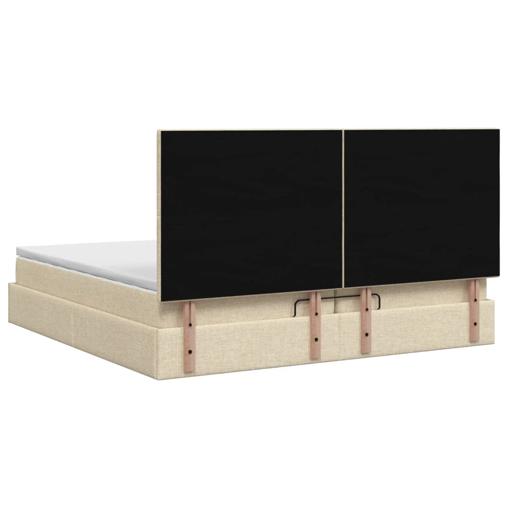 Letto ottomano con materasso Crema 200 x 200 cm Tessuto 3457603