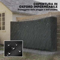 Legnaia da Esterno in Metallo con Telo Impermeabile, Capacità 0.8m³, Struttura Regolabile, 235x31x116 cm, Nero