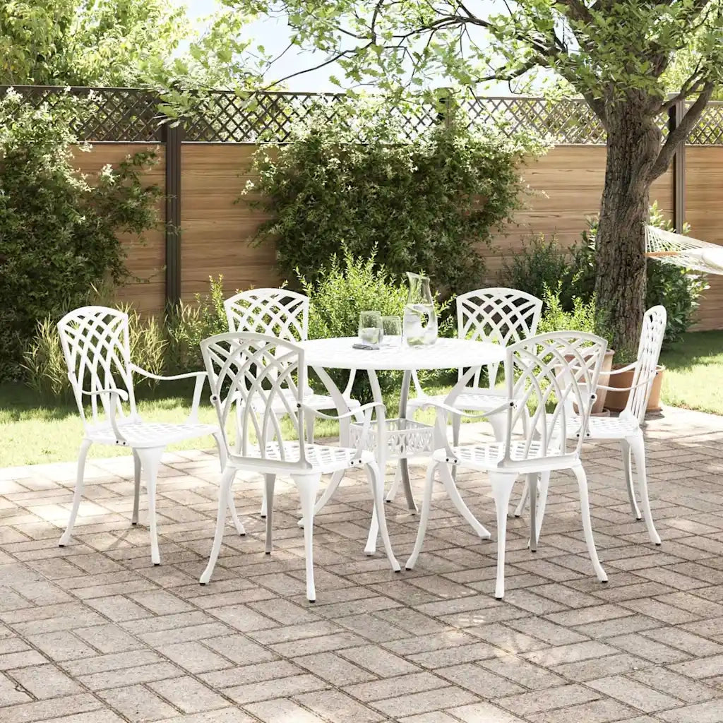 Set da Pranzo per Giardino 7 pcs Bianco Alluminio 3334722
