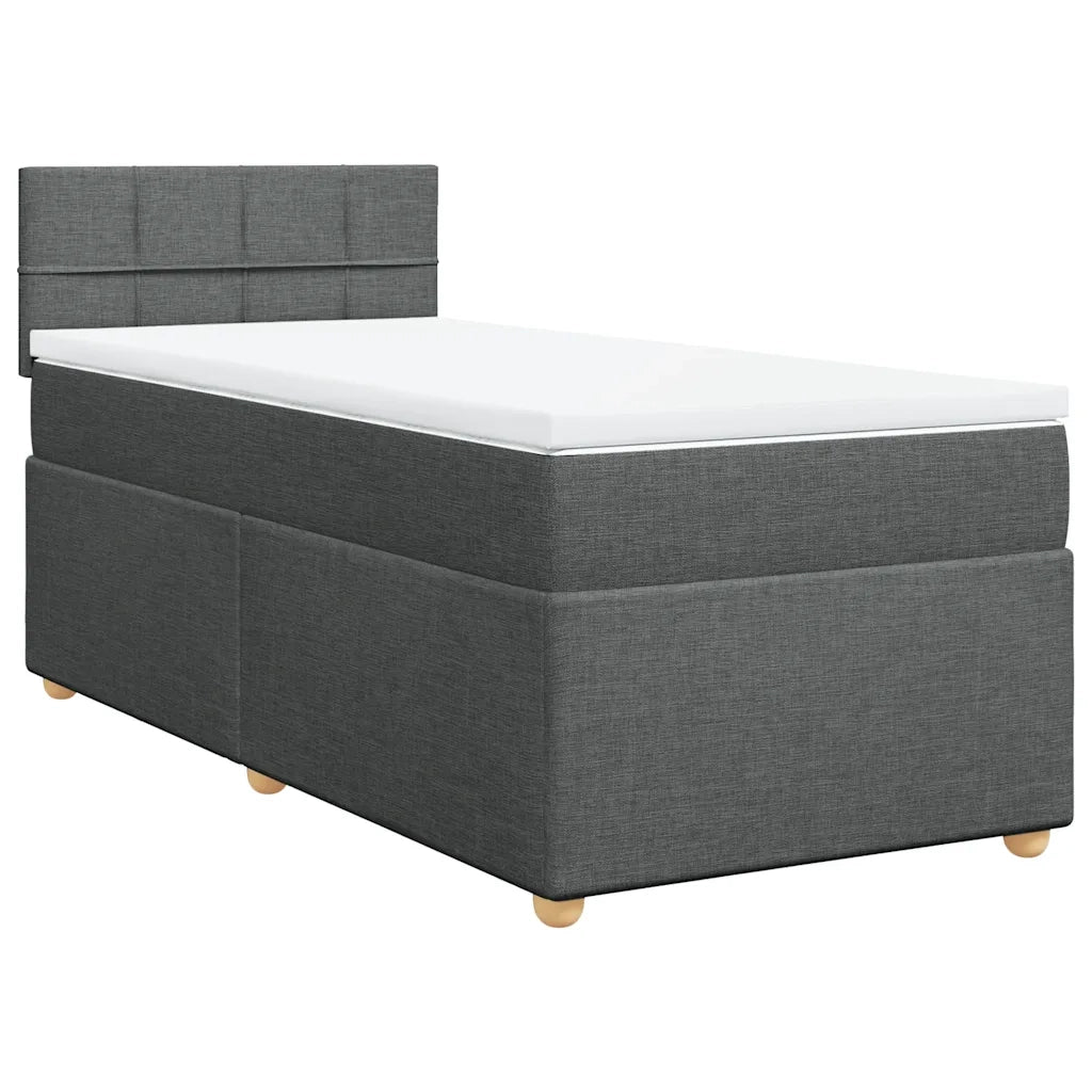 Giroletto a Molle con Materasso Grigio Scuro 90x190 cm Tessuto