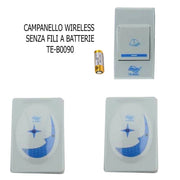 Trade Shop - Campanello Senza Fili Da Esterno Wireless 1 Trasmettitore 2 Ricevitori A Pile 90 -