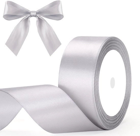 Cadeaulint Decorativo in Tessuto Satinato Grigio Argento 40 mm