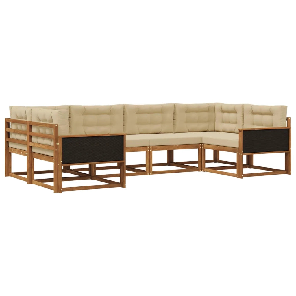 Set di divani da esterno con cuscino 6 pcs Naturale e Beige