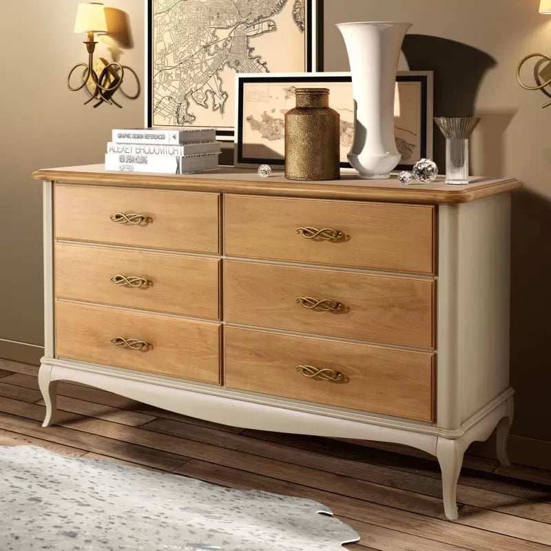Gruppo cassettiera e due comodini legno shabby bicolore - Mobili 2G