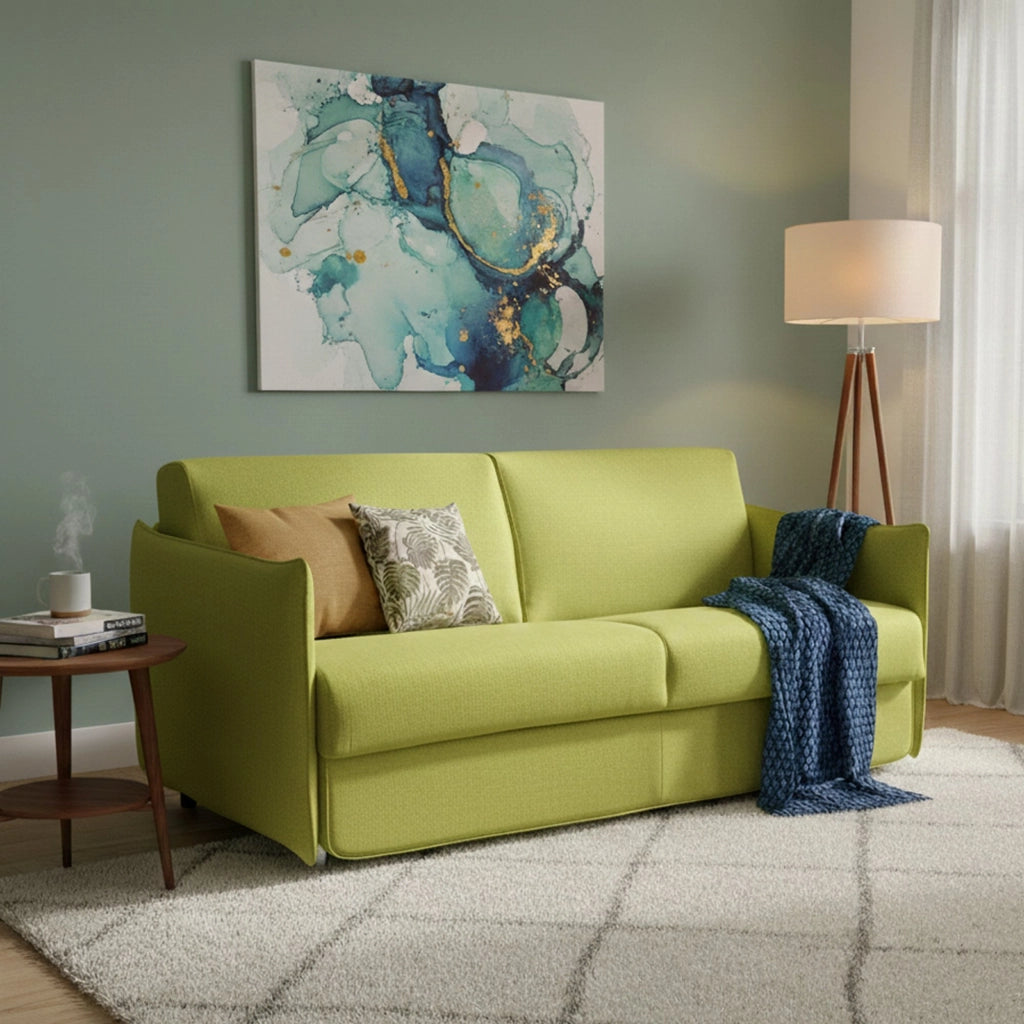 Trovo, Divano Letto 2 Posti Sfoderabile Made in Italy, 180x95 cm Verde