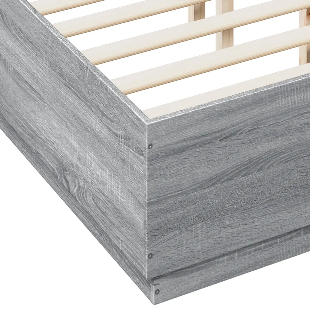 Giroletto Luci LED Grigio Sonoma 135x190 cm Legno Multistrato