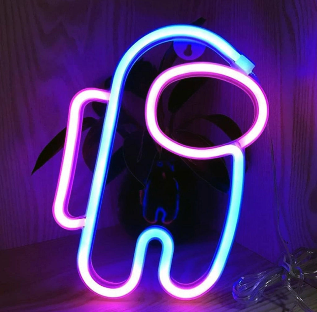 Mini Insegna Luminosa Astronauta Signs Luce Neon Decorativa a Batteria o Alimentata Tramite USB Interno Locale