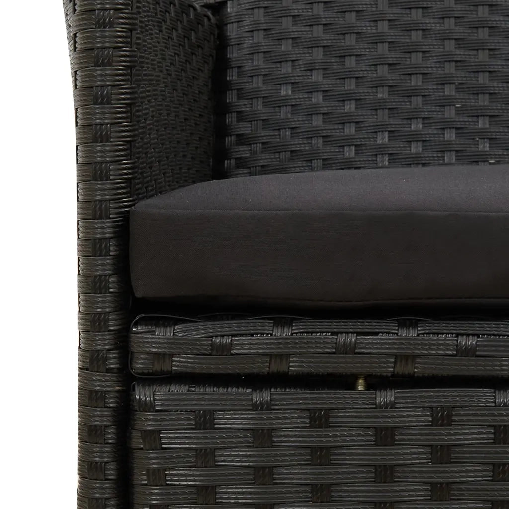 Set Mobili da Giardino 7 pz con Cuscini in Polyrattan Nero cod mxl 38552