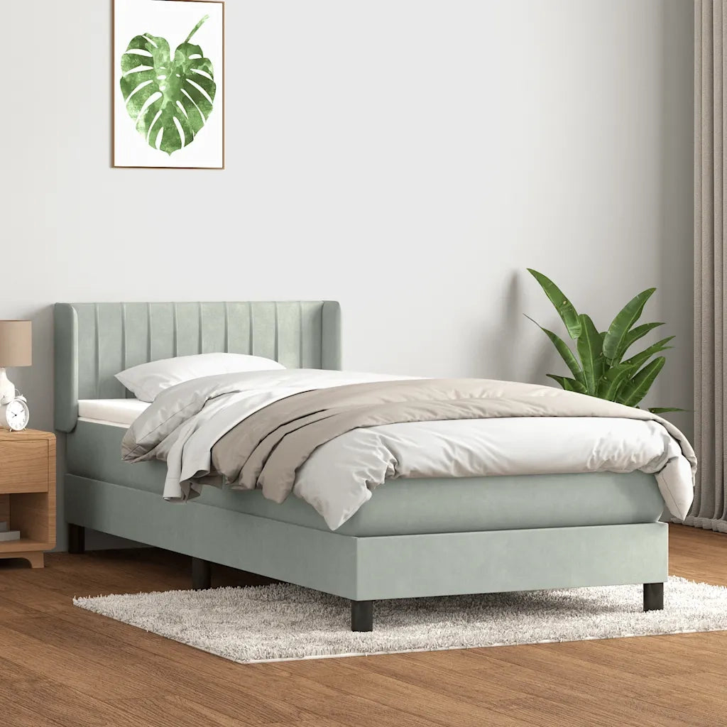 Giroletto a Molle con Materasso grigio chiaro 90x210 cm Velluto