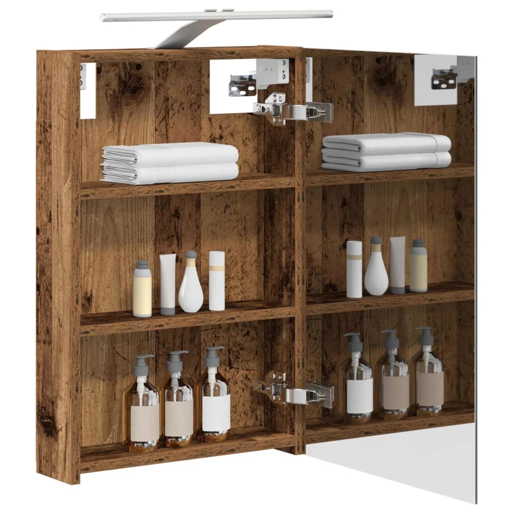 Mobiletto per specchio da bagno con lo scaffale Legno vecchio 889037