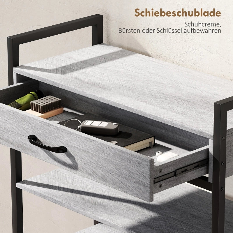 SCARPIERA a 3 ripiani con cassetto 70x30x87,6 cm grigio metallo
