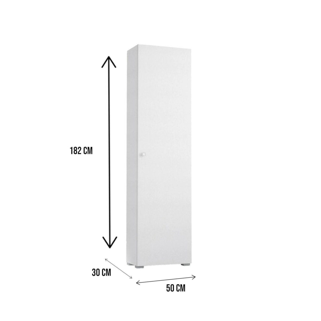 Abuela, Armadio Multiuso 1 Anta 7 Ripiani Made in Italy, 50x182h cm Bianco