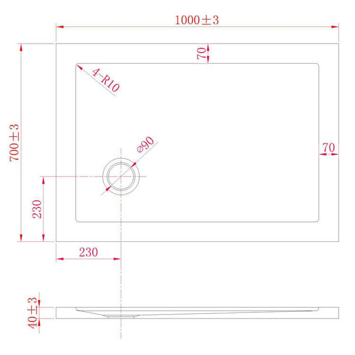 Piatto Doccia 80x140 cm in Acrilico Fosterberg Floret Bianco Lucido