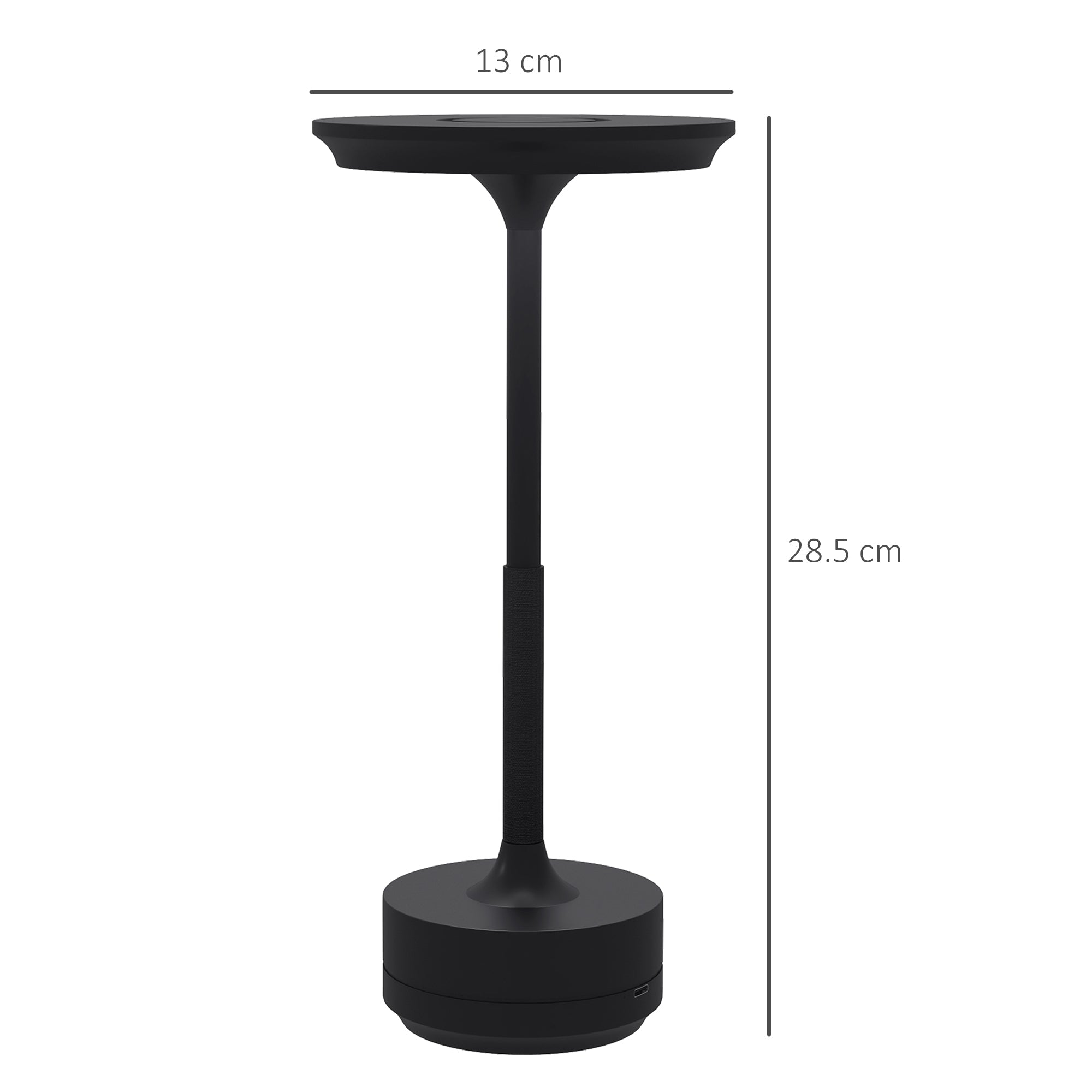 Lampada da Tavolo a LED Senza Filo Touch Ø13x28,5 cm Batteria Ricaricabile Nero