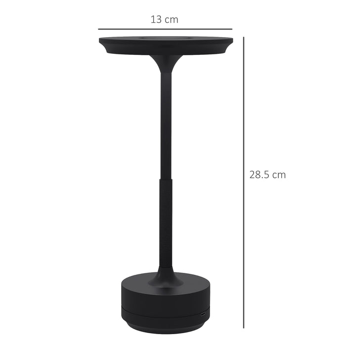 Lampada da Tavolo a LED Senza Filo Touch Ø13x28,5 cm Batteria Ricaricabile Nero