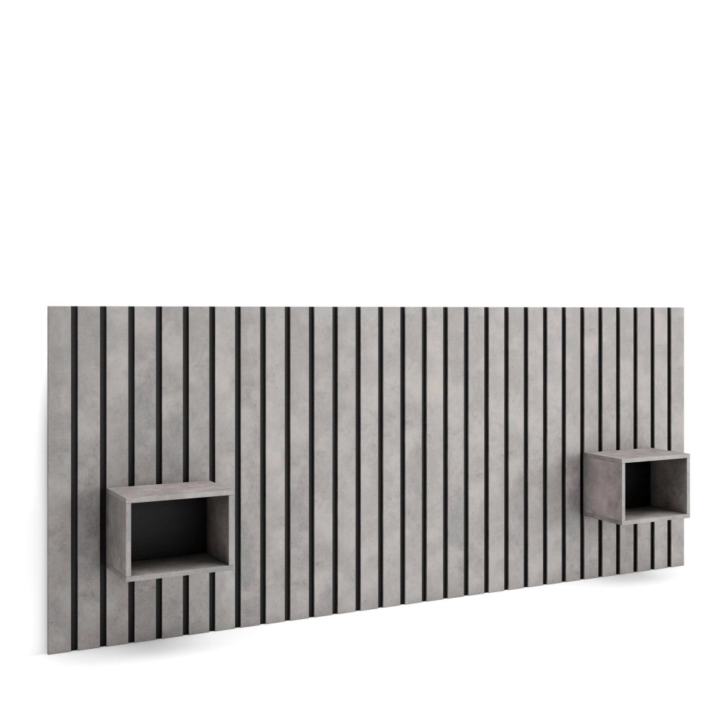 Testiera e Comodini, 258x107x3cm, Letto 150,160,180cm, Pannelli, grigio cemento RF3577
