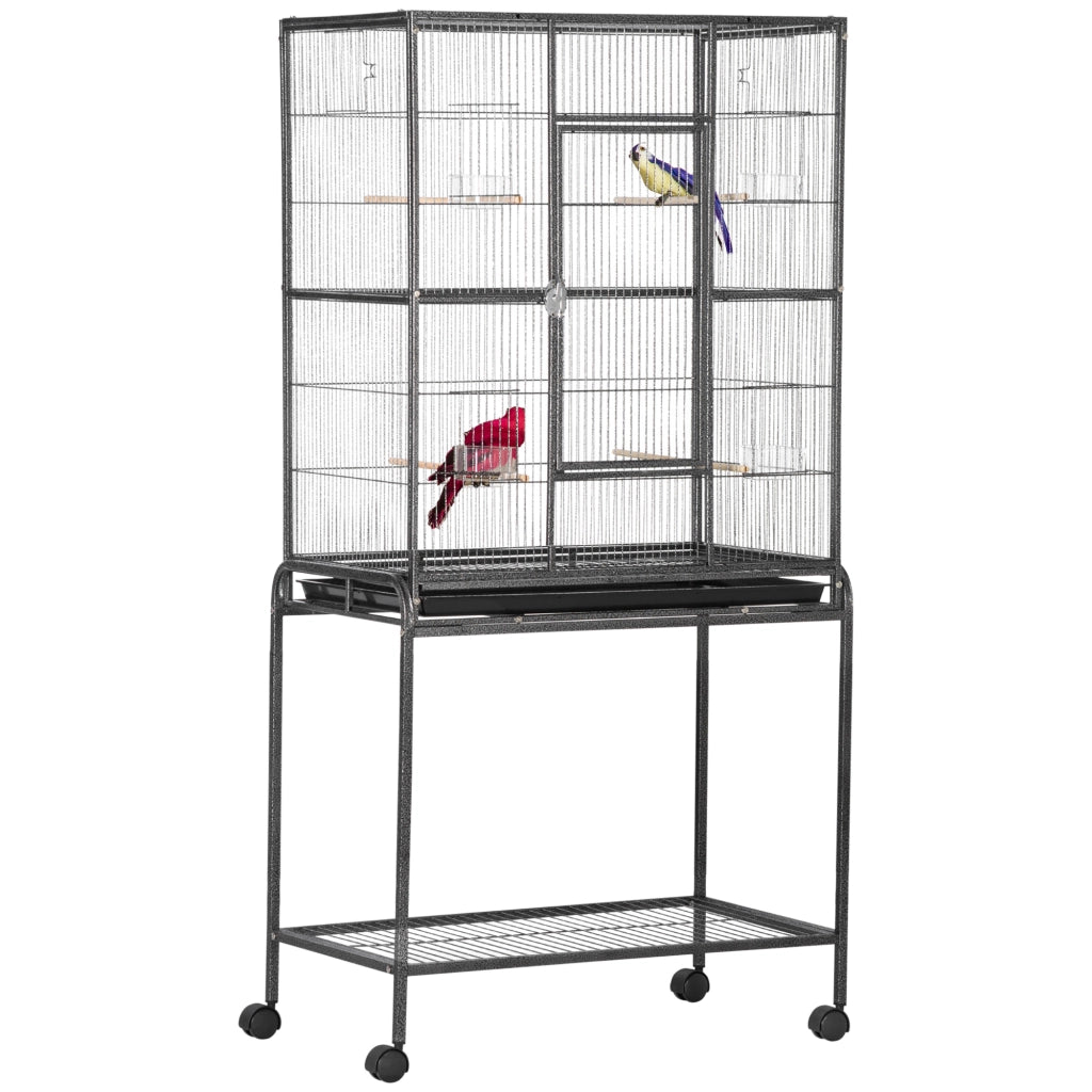 Gabbia per uccelli con ruote ¨C Zephmum ¨C Nero Grigio 81x48x162,5 cm