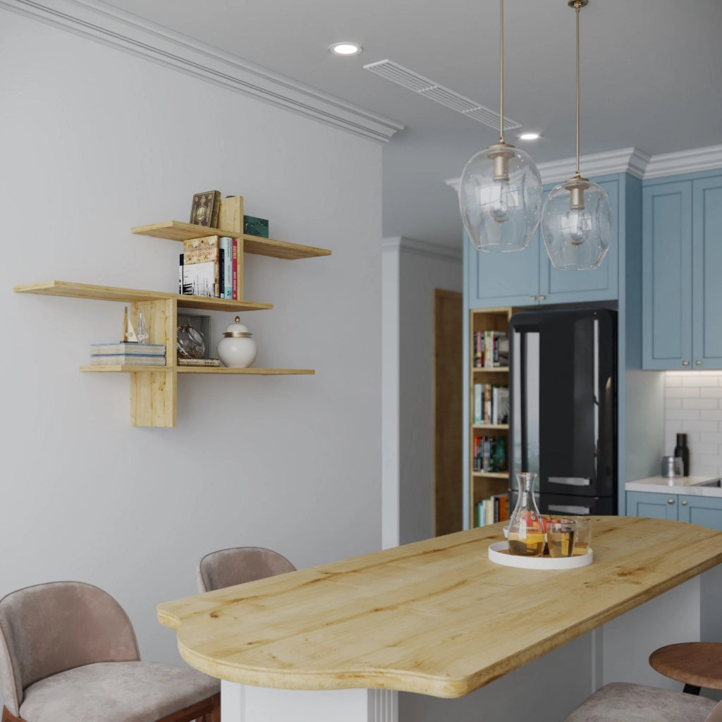 Mensola da parete in legno "Leo" - 123 x 22 x 80 cm - Rovere