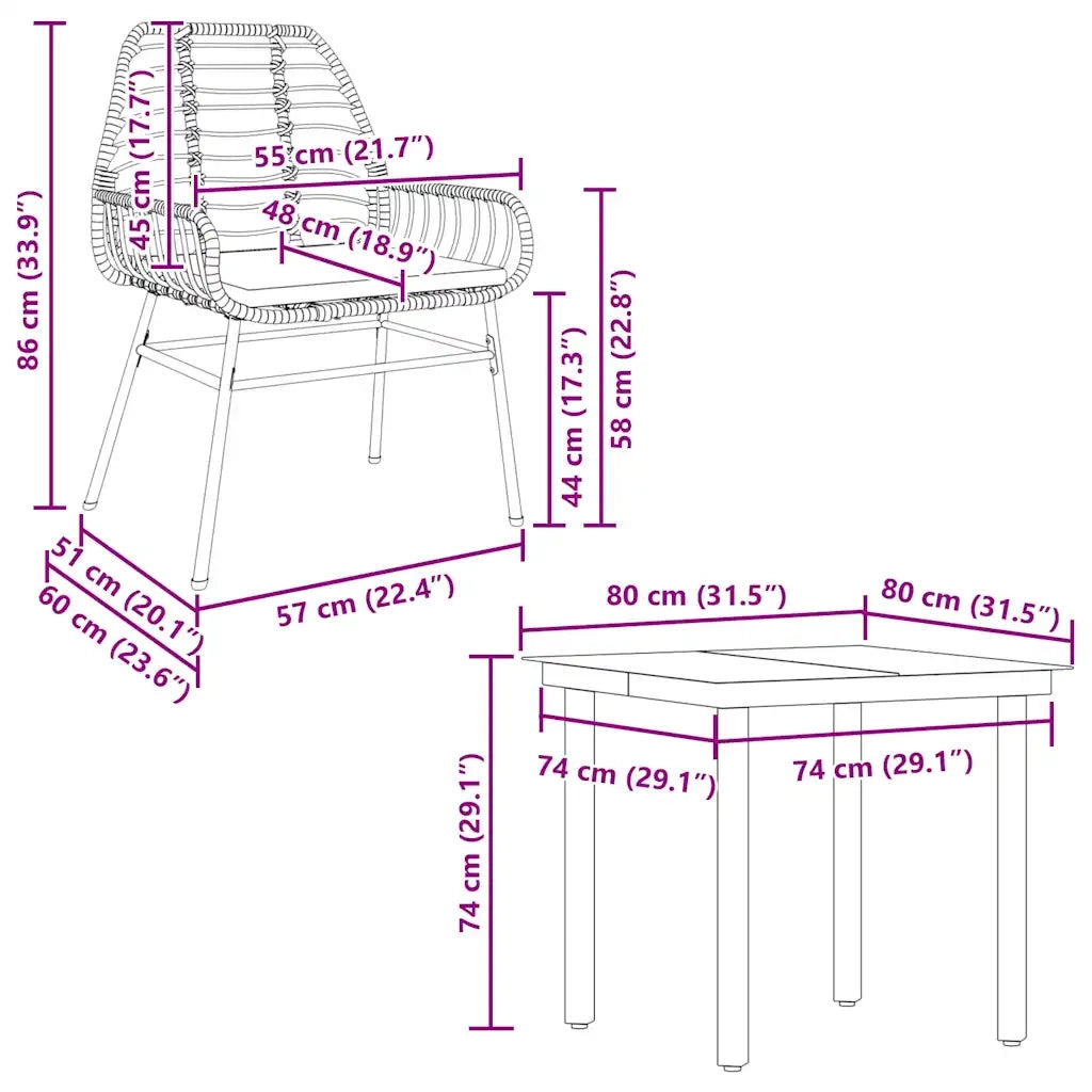 Set da Pranzo da Giardino con Cuscini 5 pz | Set Salotto da Giardino Polyrattan Vetro
