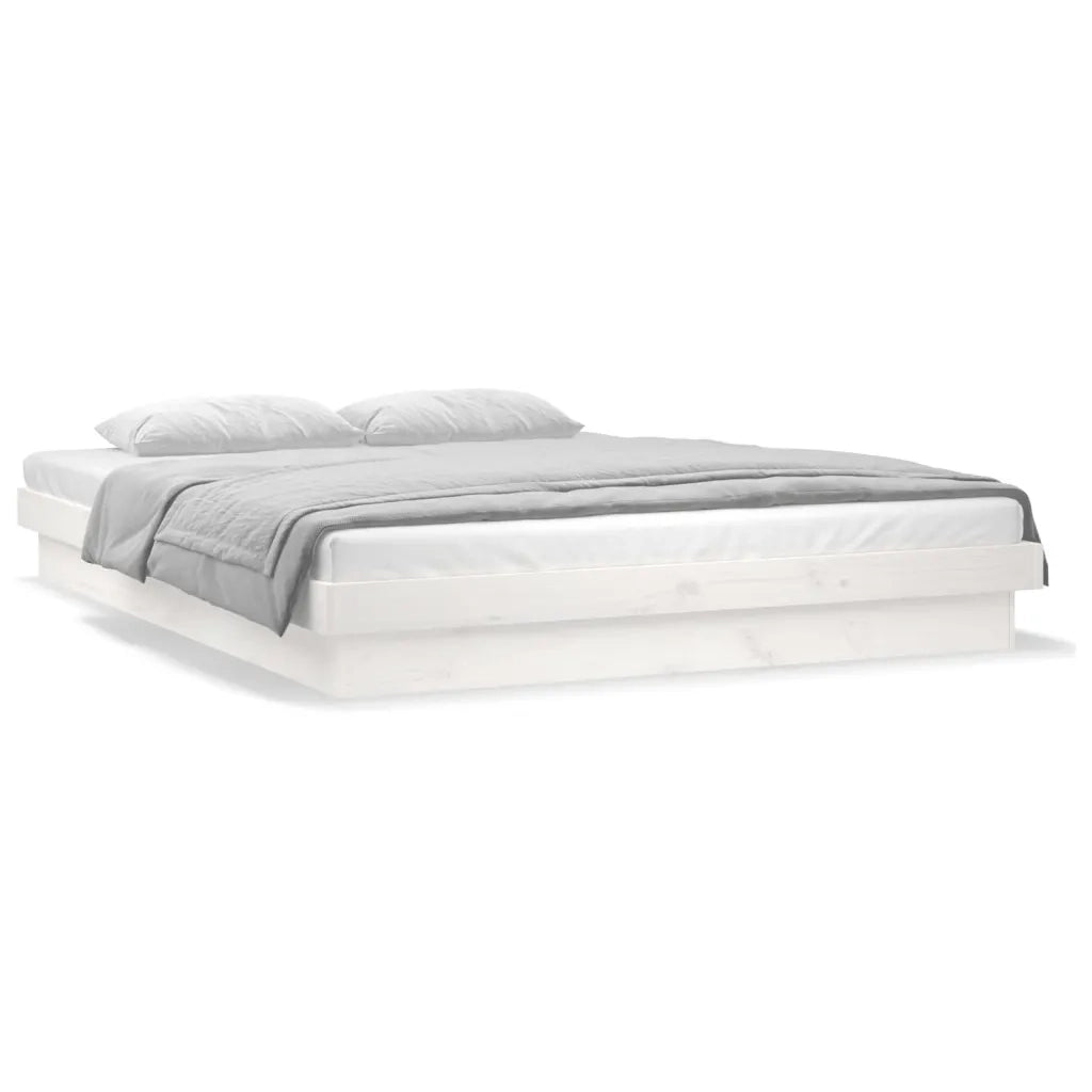 Giroletto LED-Struttura Letto con LED Bianco 180x200cm Super King in Legno Massello 674819