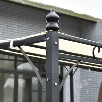 Gazebo Pergola 3x3m da Giardino con Tenda Impermeabile Crema