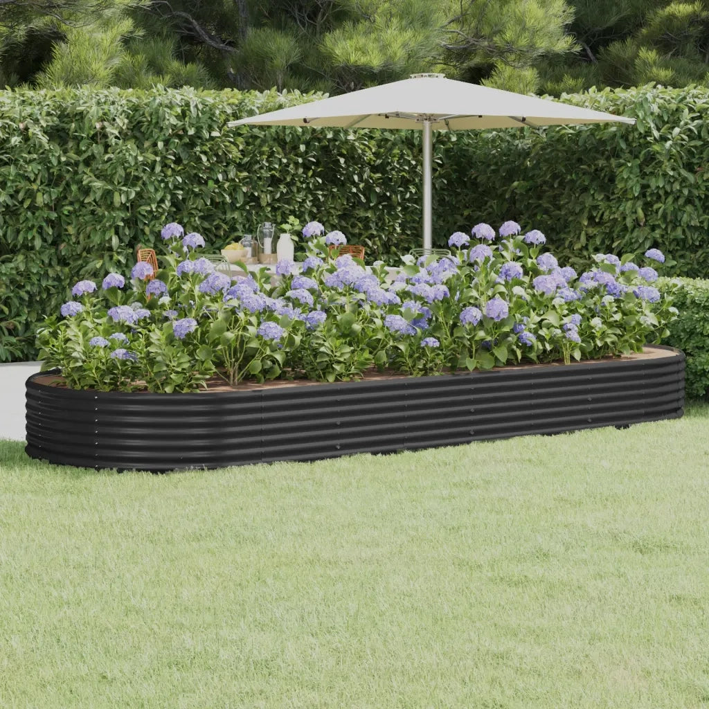 Vaso Giardino Acciaio Verniciato Polvere 373x140x36cm Antracite cod mxl 66847