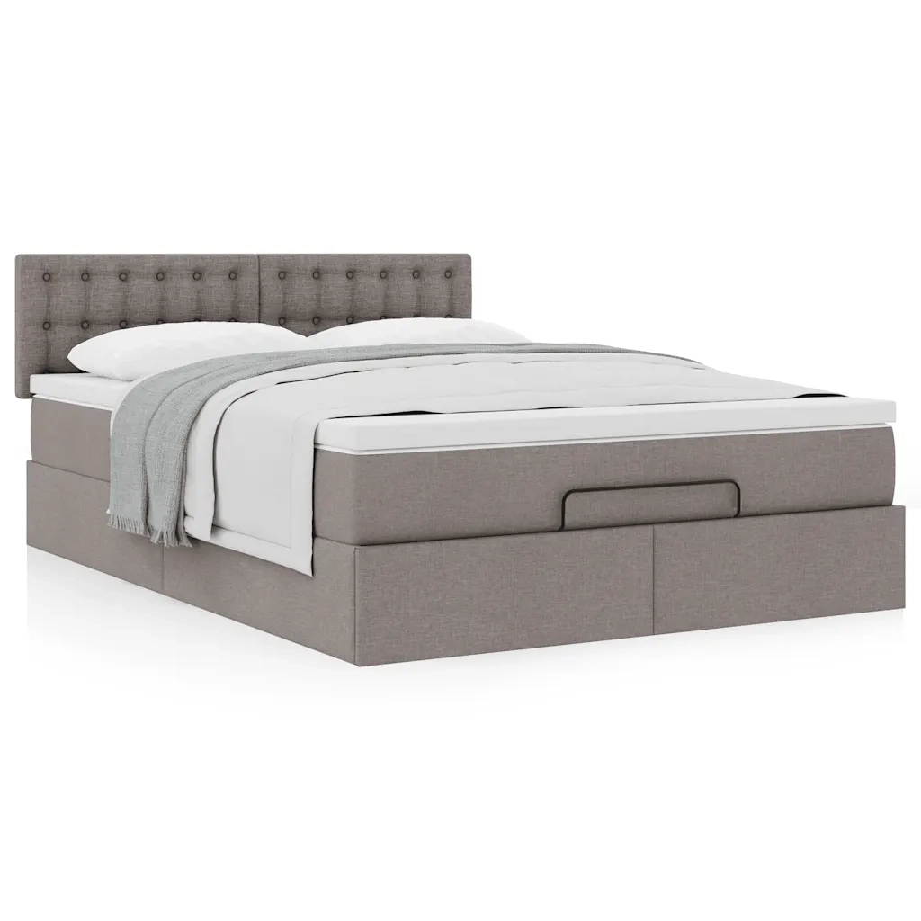Pouf Letto con Materasso Tortora 140x200 cm in Tessuto 3311633