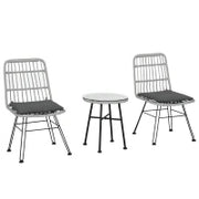 Set Mobili da Giardino 3 Pezzi con Tavolino e Sedie in Rattan PE, Poilestere e Acciaio per Esterni, Grigio