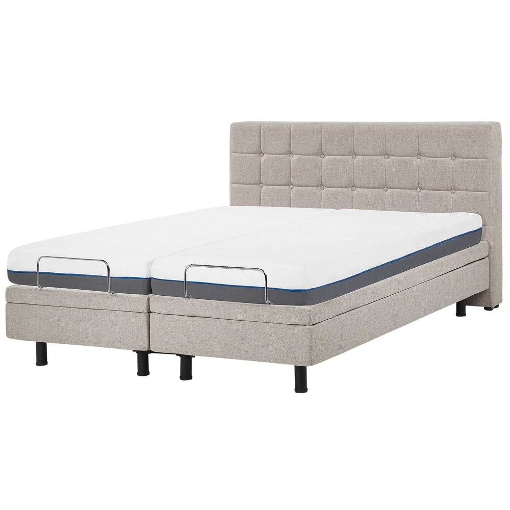 Letto Tessuto Beige chiaro Elettrico Regolabile con Telecomando 160 x 200 cm