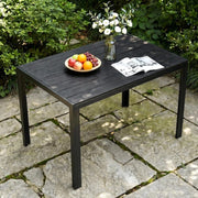 Tavolo da Giardino 110x70 cm, Tavolo da Terrazzo in WPC per 4-6 Persone, Tavolo da Balcone Resistente alle Intemperie con Telaio in Alluminio, Design Effetto Legno,Nero