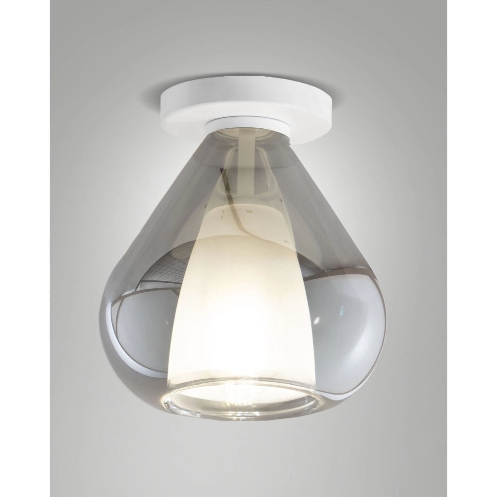 Lila - Lampada da soffitto rotonda d.20cm Fabas Luce - Applique con lampadina led E27 MAX 40W - Fumè