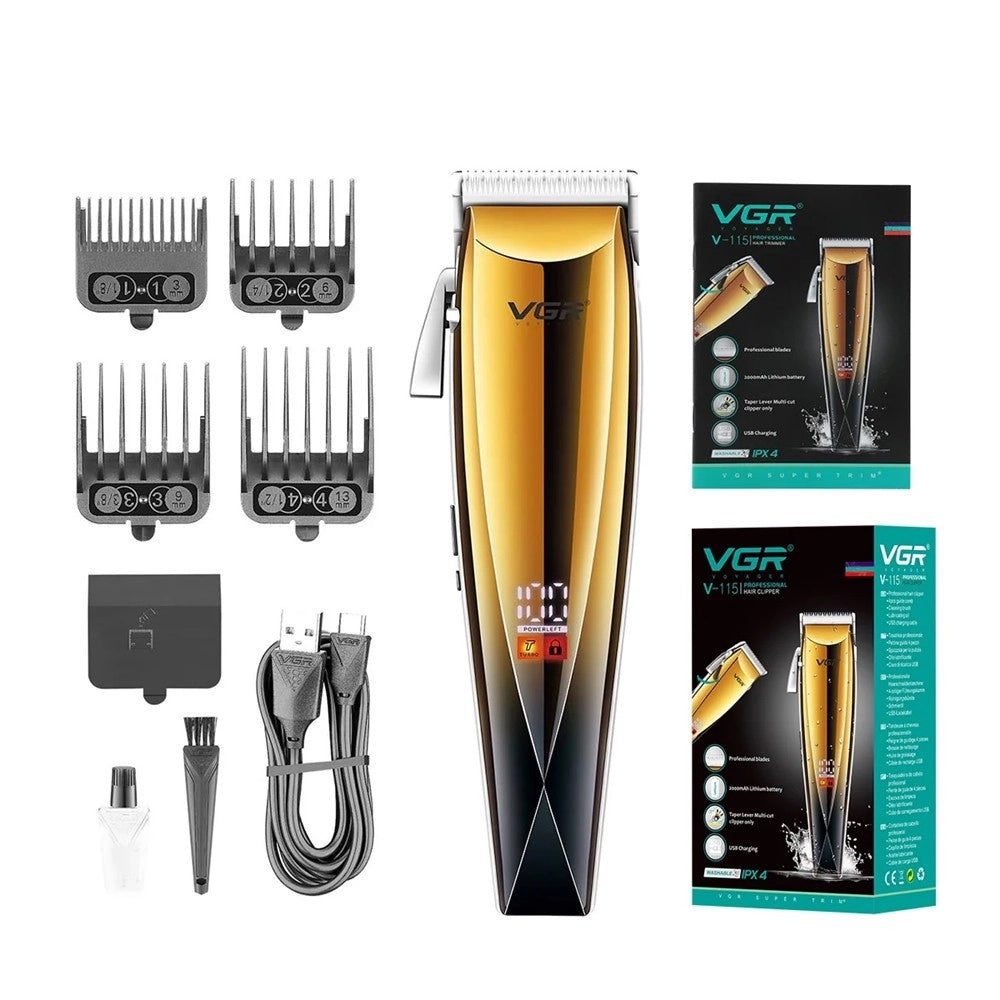 Tagliacapelli V-115 Display Digitale Professionale A Batteria Ipx4 Ricarica Usb
