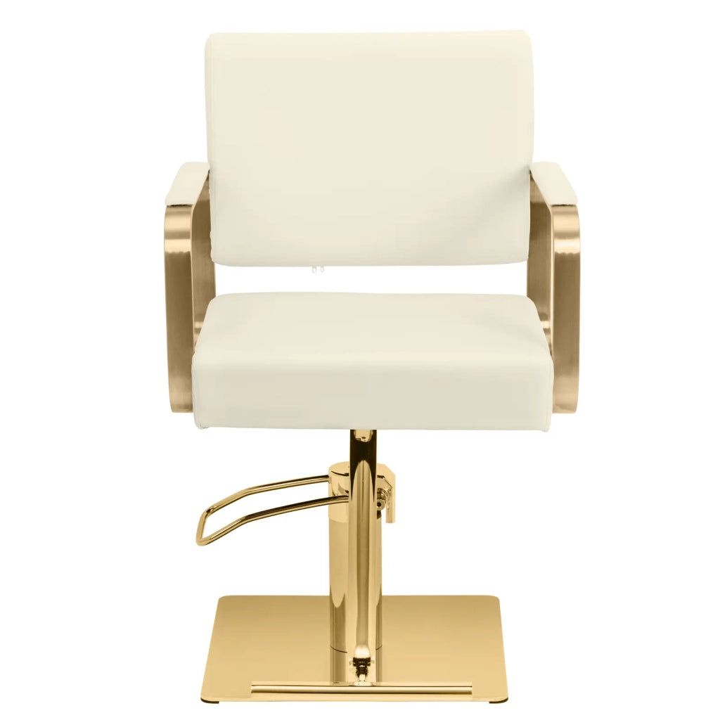Poltrona da parrucchiere con poggiapiedi 94 x 59 x 88 cm 200 kg crema oro 14_0008969