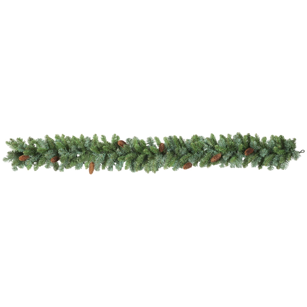 Ghirlanda di fiori artificiale decorazione esterna ¨C zephmum ¨C 1.8m verde con pigne