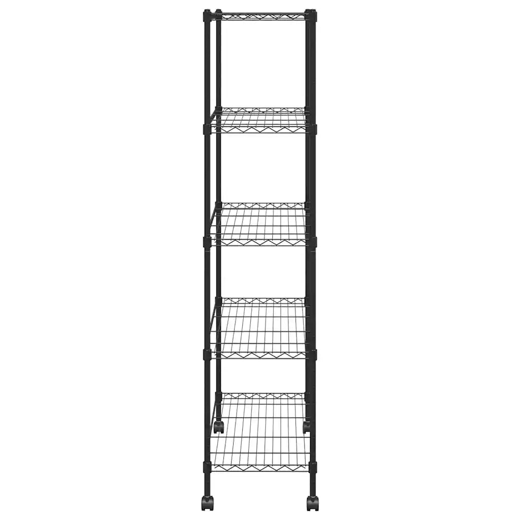 Scaffale a 5 Livelli con Ruote 75x35x155 cm Nero 250 kg CFW1494195