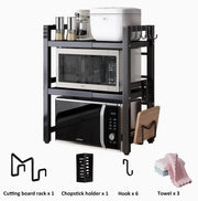 Magnetronrek Uitschuifbaar 3-Laags con 6 Haken, Theedoeken e Houders – Stelling Magnetron Verstelbare 40-64 cm – Kruidenrek e Snijplankhouder – Bianco/Nero