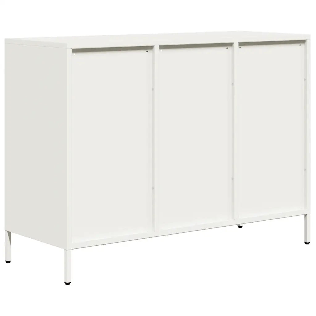 Credenza Bianca 101,5x39x73,5 cm in Acciaio Laminato a Freddo