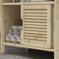 Mobile Sottolavabo in Bambù, Mobile per Bagno con 2 Porte, 60 x 30 x 60 cm, Legno Naturale