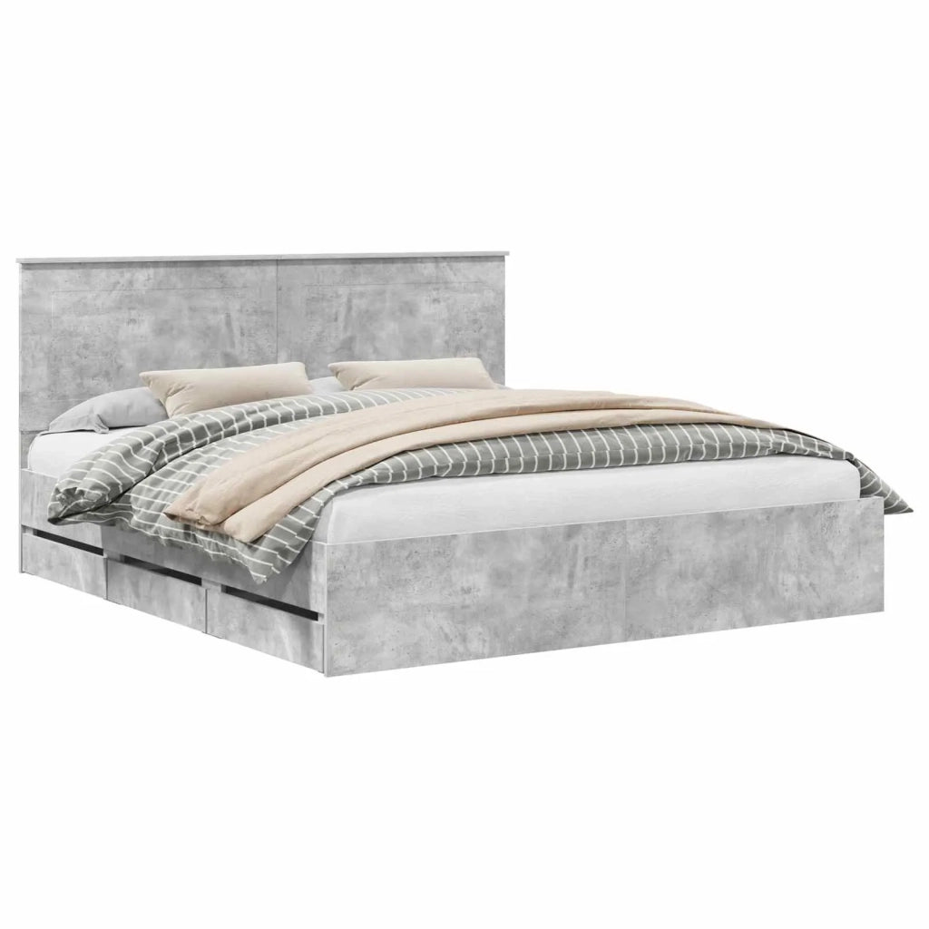 Struttura del letto con cassetto Grigio cemento 200 x 200 cm 3409429