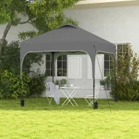 Gazeb0 da Giardino Pop-up Pieghevole 2,5 x 2,5 m con Altezza Regolabile, Sacca per il Trasporto Inclusa, Tessuto Oxford Anti-UV50+, Struttura in Acciaio, Grigio Scuro