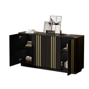Credenza con 4 ante e ripiani regolabili - per soggiorno - in truciolare - 35×140×70 cm - nero