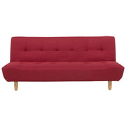 Divano Rosso Rivestimento In Tessuto Gambe In Legno Chiaro 3 Posti Stile Scandinavo