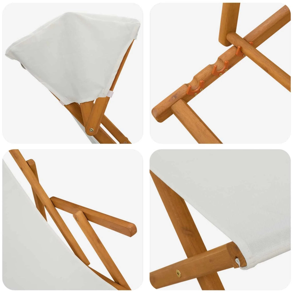 Lettino 4 pcs 3 Posizione Legno di Eucalipto Massello Crema 3407800