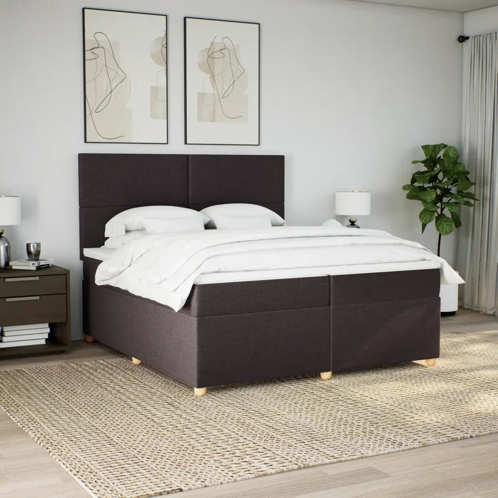 Giroletto a Molle con Materasso Marrone Scuro 200x200cm Tessuto