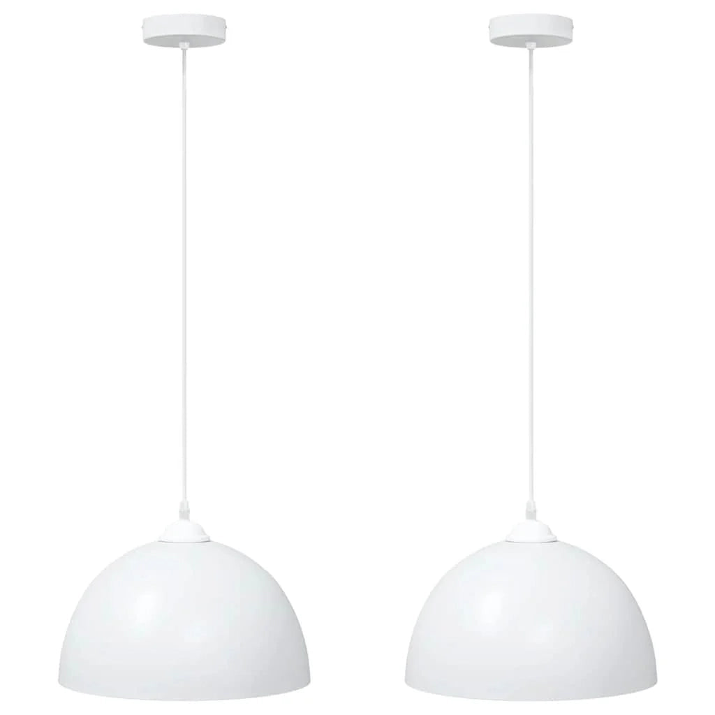 Set di 2 lampade a sospensione vintage regolabili per cucina o sala da pranzo 30 x 15 cm metallo bianco 02_0058019