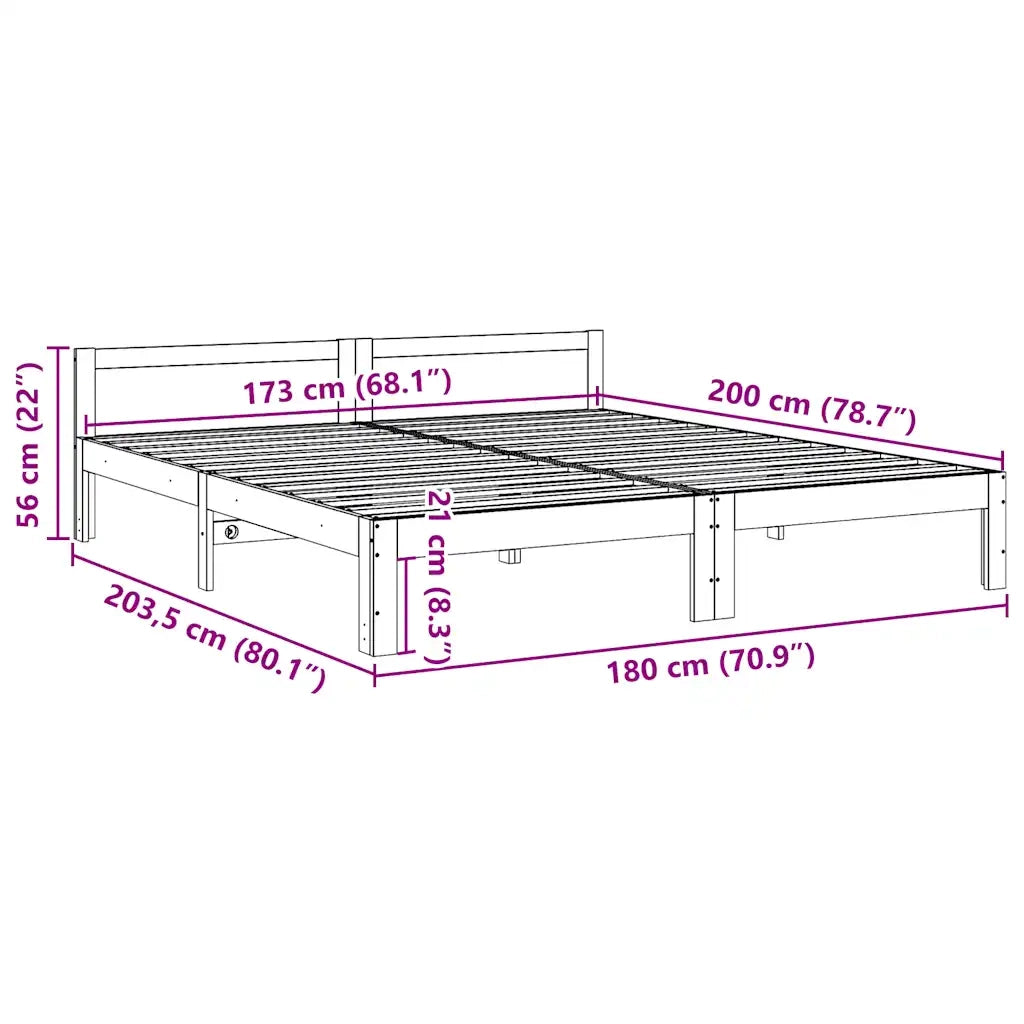 vidaXL Giroletto senza Materasso Bianco 180x200 cm Legno Massello Pino
