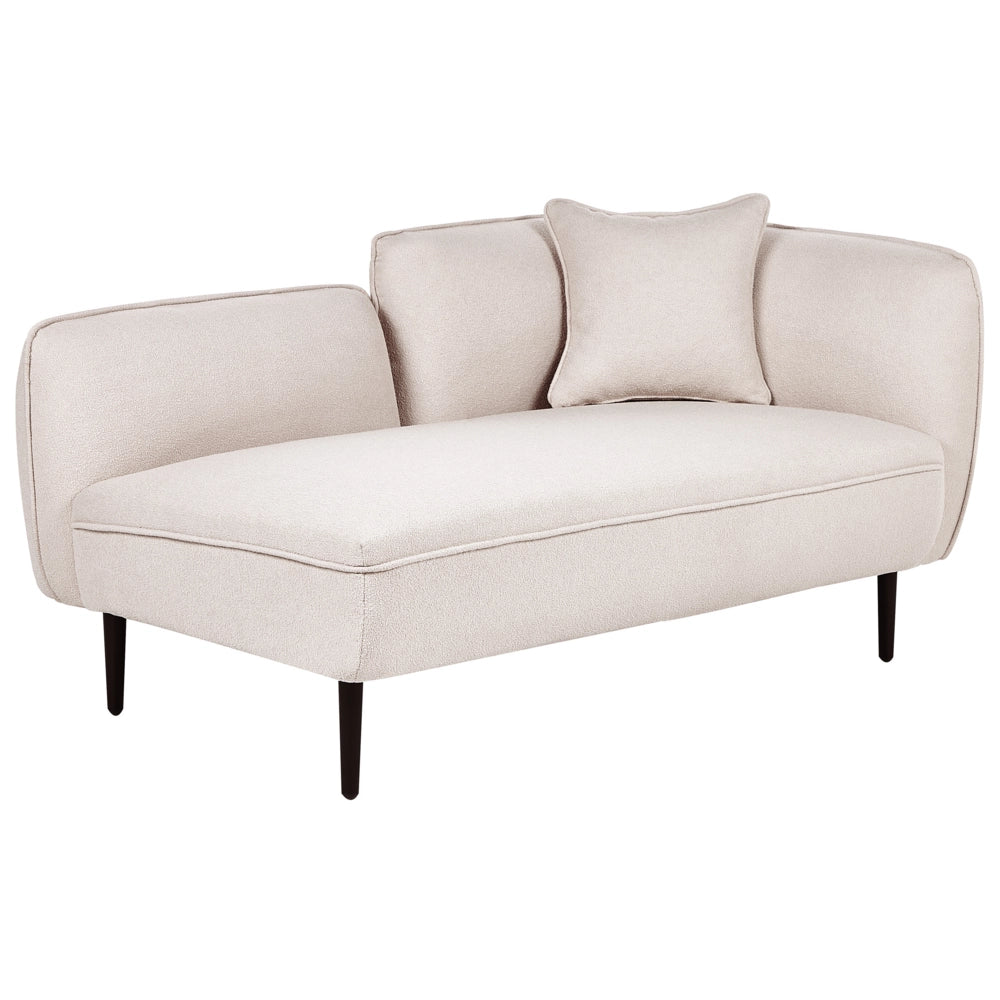 Chaise longue Destra in poliestere beige chiaro con cuscino e gambe metallo da salotto