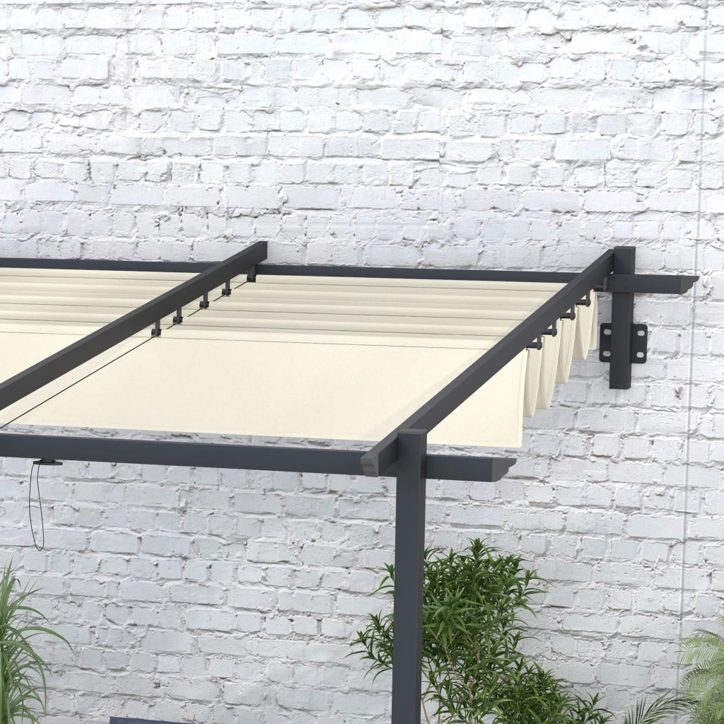 Gazebo da giardino 3x3m ¨C Xylo ¨C tetto retrattile, struttura in metallo, colore crema