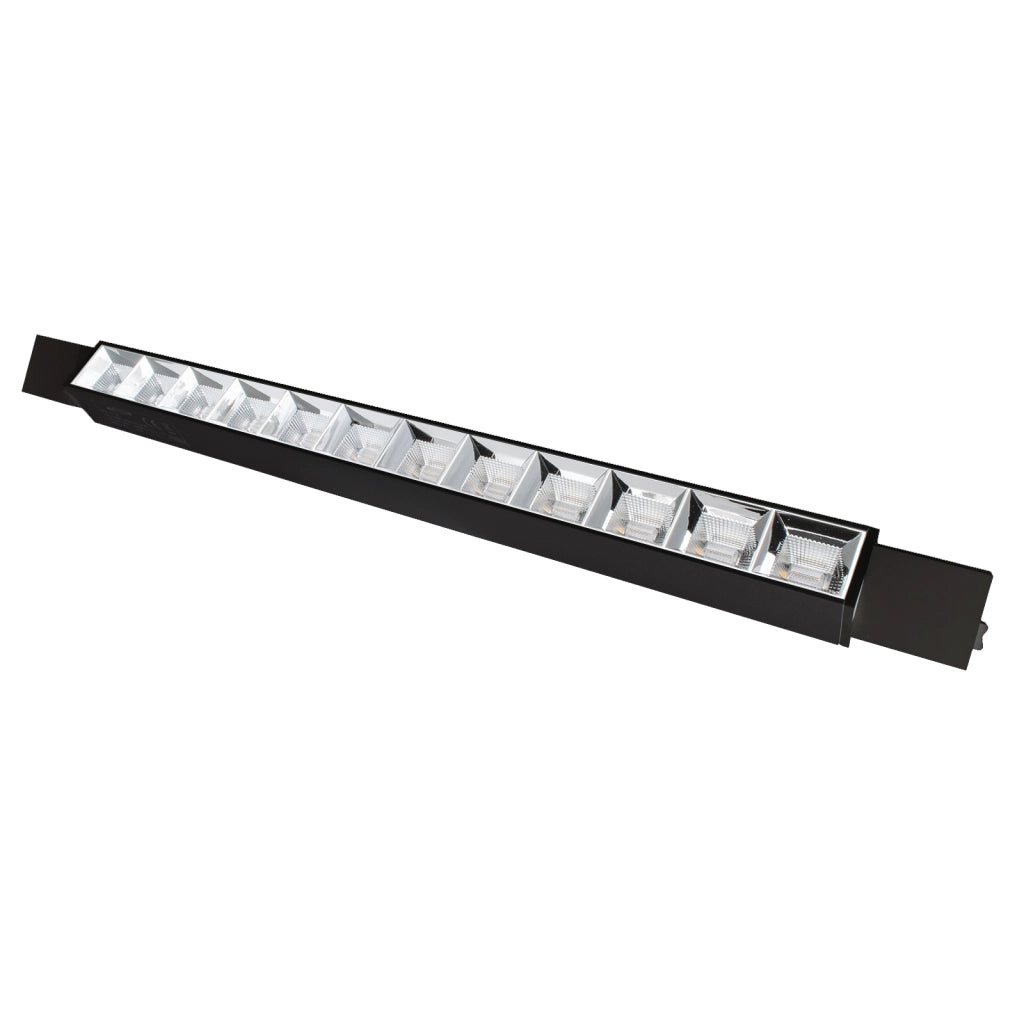 Faretto binario track monofase barra 12 LED 26W resa 312W luce spot orientabile interni negozio 230V NERO LUCE 4000K